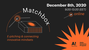 Banner image for Matchbox event with a black background and orange illustrations of matches
