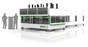 A 3D fibre printing machine illustration with human figures on the side.