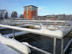 Wastewater plant in snowy winter time