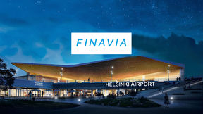 Blue night skyes and the Helsinki Airport buidling with lights