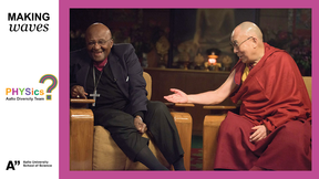 Desmond Tutu and the Dalai Lama sitting and enjoying their company