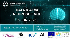 Slide about the "Data and AI for Neuroscience" event on June 5th 2023