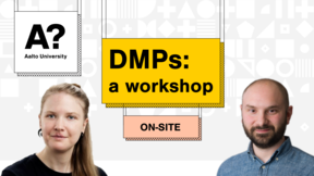 Title: DMPs: a workshop. Subtitle: ON-SITE. Pictures of Lucie Hradecka and Enrico Glerean.