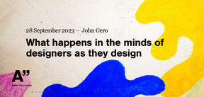 An event banner with the event title "What Happens in the Minds of Designers as They Design"