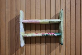 Shelf made of colourful textile