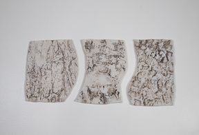 White clay pieces with a bark texture