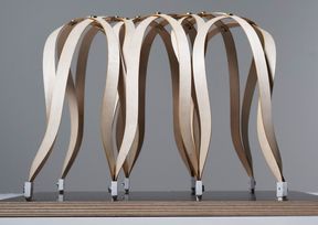 Plywood bent into the shape of a pavillion