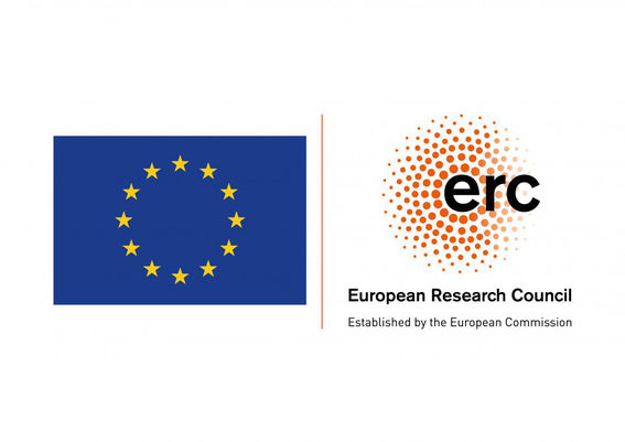 EU flag and the European research council logo