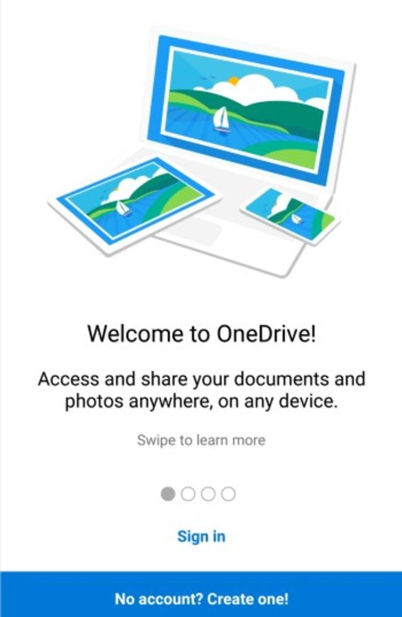 1. Avaa OneDrive ja valitseSign in.