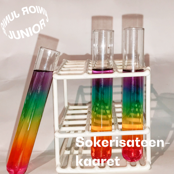 A picture of test tubes filled with colourful sugar liquids resembling a rainbow.