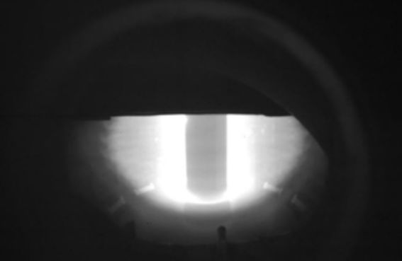 A black and white photo of fusion plasma