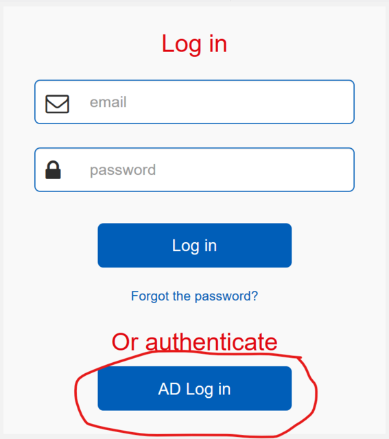 Select AD Log in or AD kirjaudu sisään depending on language to log in