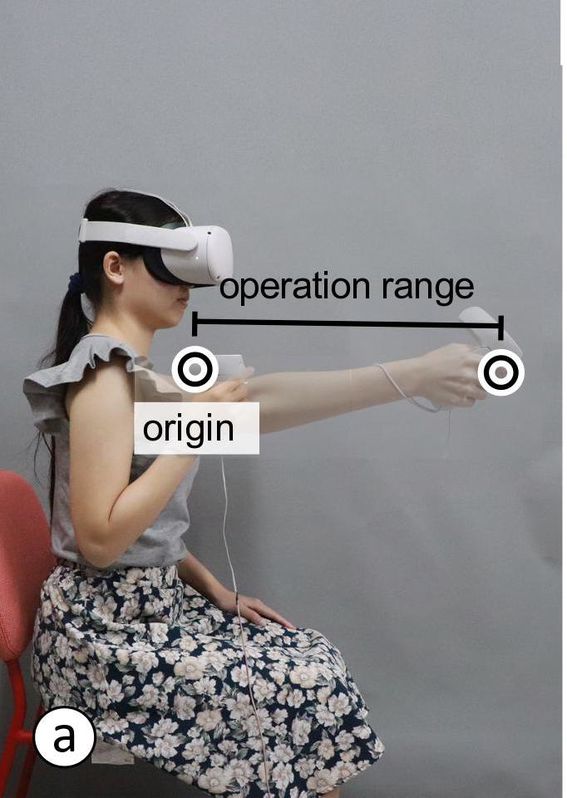 Participants in the study moved their hand to find targets in the virtual reality space.