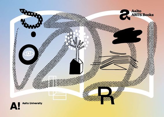 Aalto ARTS Booksin vuoden 2022 esitteen värikäs kansi jossa abstrakteja kuvioita.