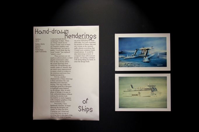 Handrawn renderings of ships