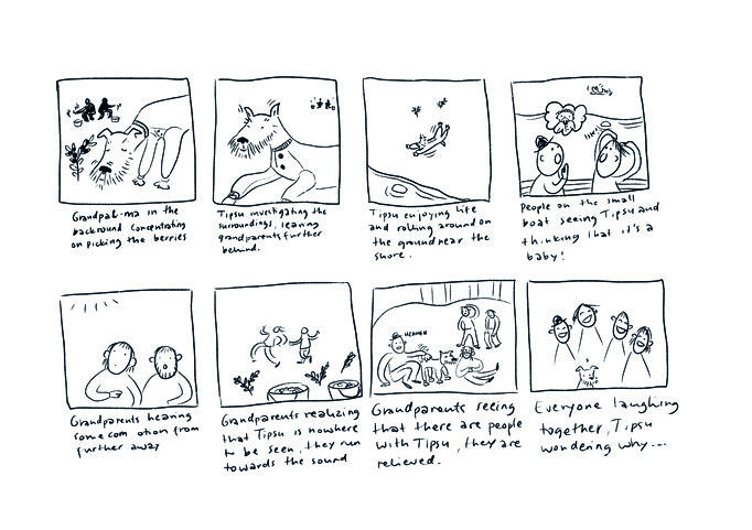an illustrated storyboard of grandpa's story