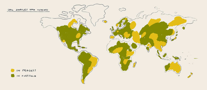 a world map diagram of dirt samples