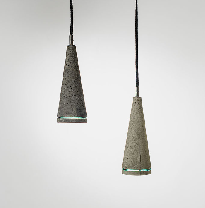 conical shaped concrete lamps hanging