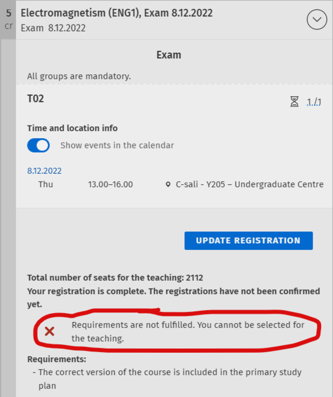 Registration rejected. You were not selected.