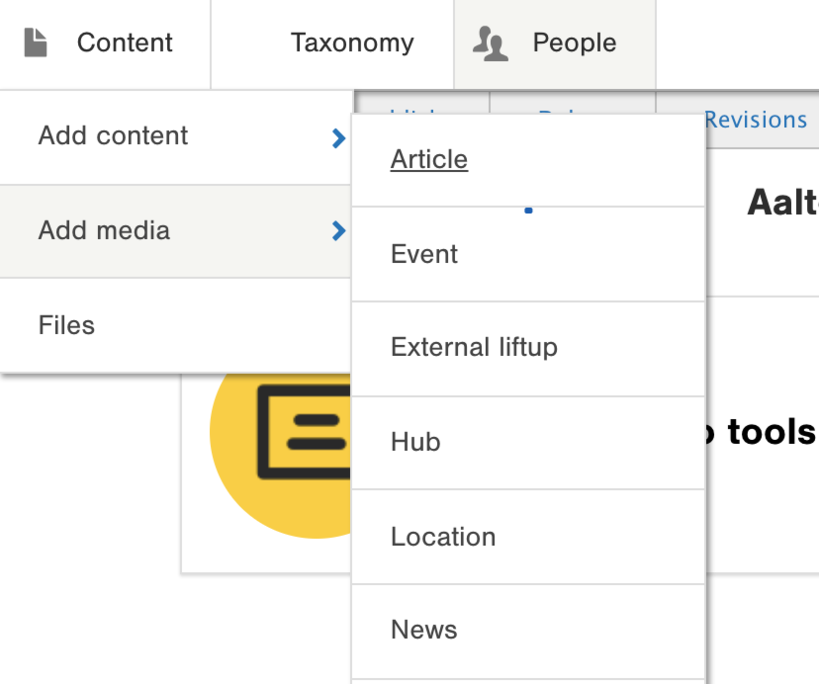 example – create a new article