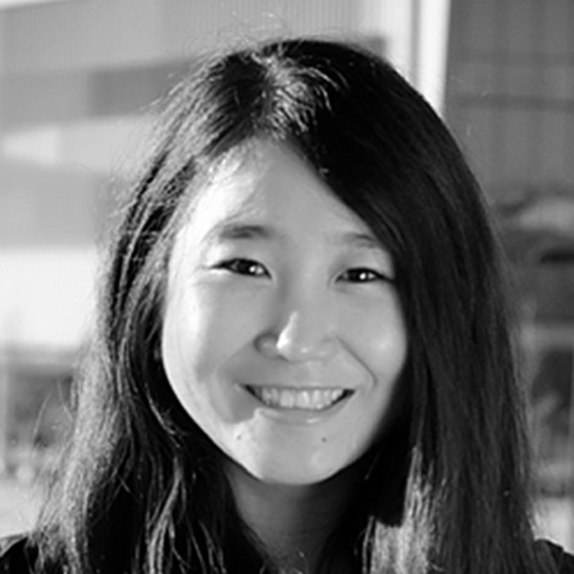 Black and white portrait of Soo Ah Jin.