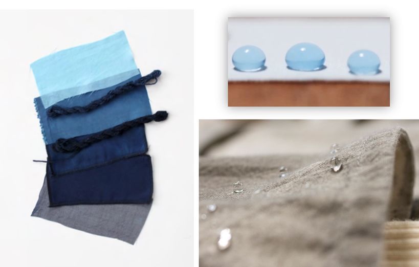 Textiles modified with dyes and hydrophobic coatings. Photo: Valeria Azovskaya