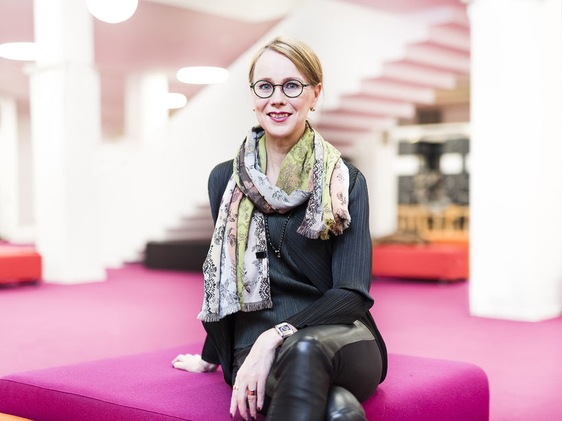 Susanne Pettersson at the Harald Herlin Learning Centre in Otaniemi.