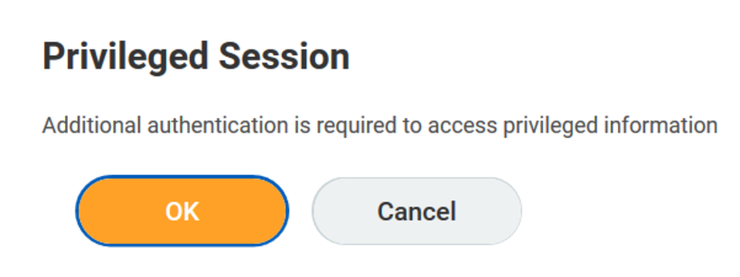 Privileged session - additional authentication is required - press ok
