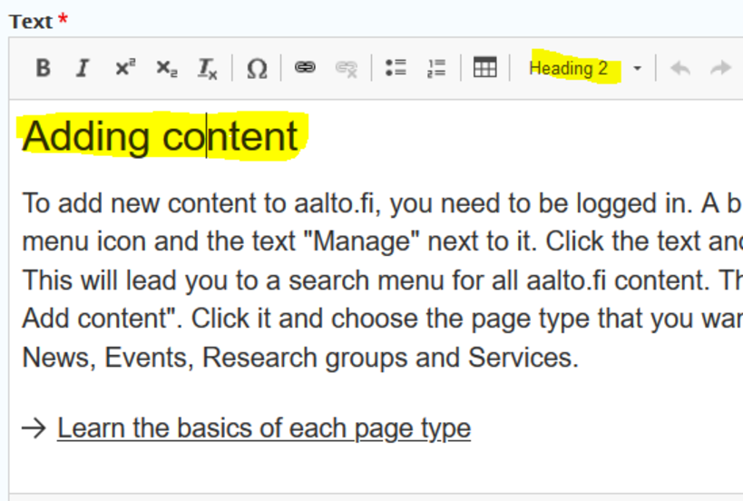 Screen shot of the formatted heading in the image with text component in Drupal.