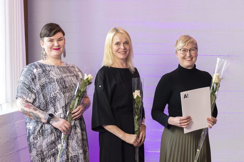 Aalto University Pioneering Excellence Award, communications team of the School of Arts, Design and Architecture. Photo: Mikko Raskinen.