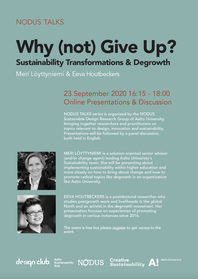 NODUS TALKS Why (not) Give Up? Sustainability Transformations & Degrowth