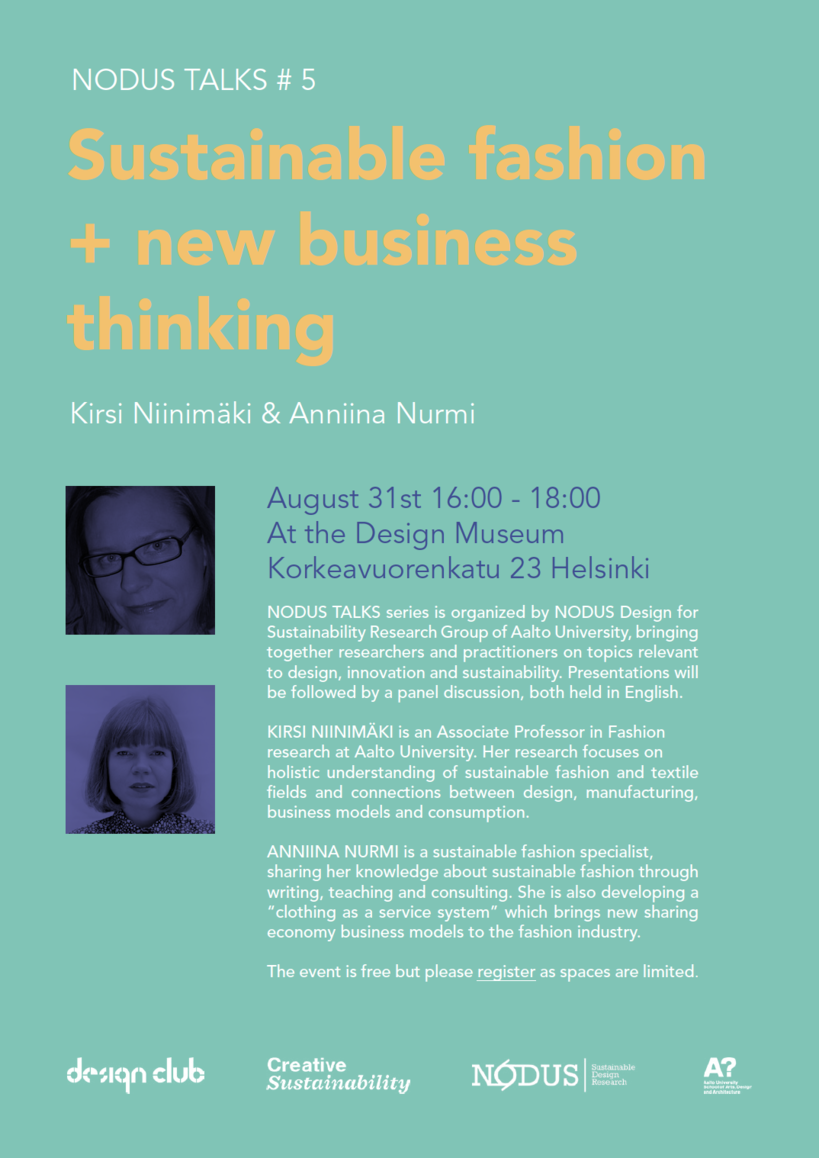 Sustainable Fashion + New Business Thinking event poster