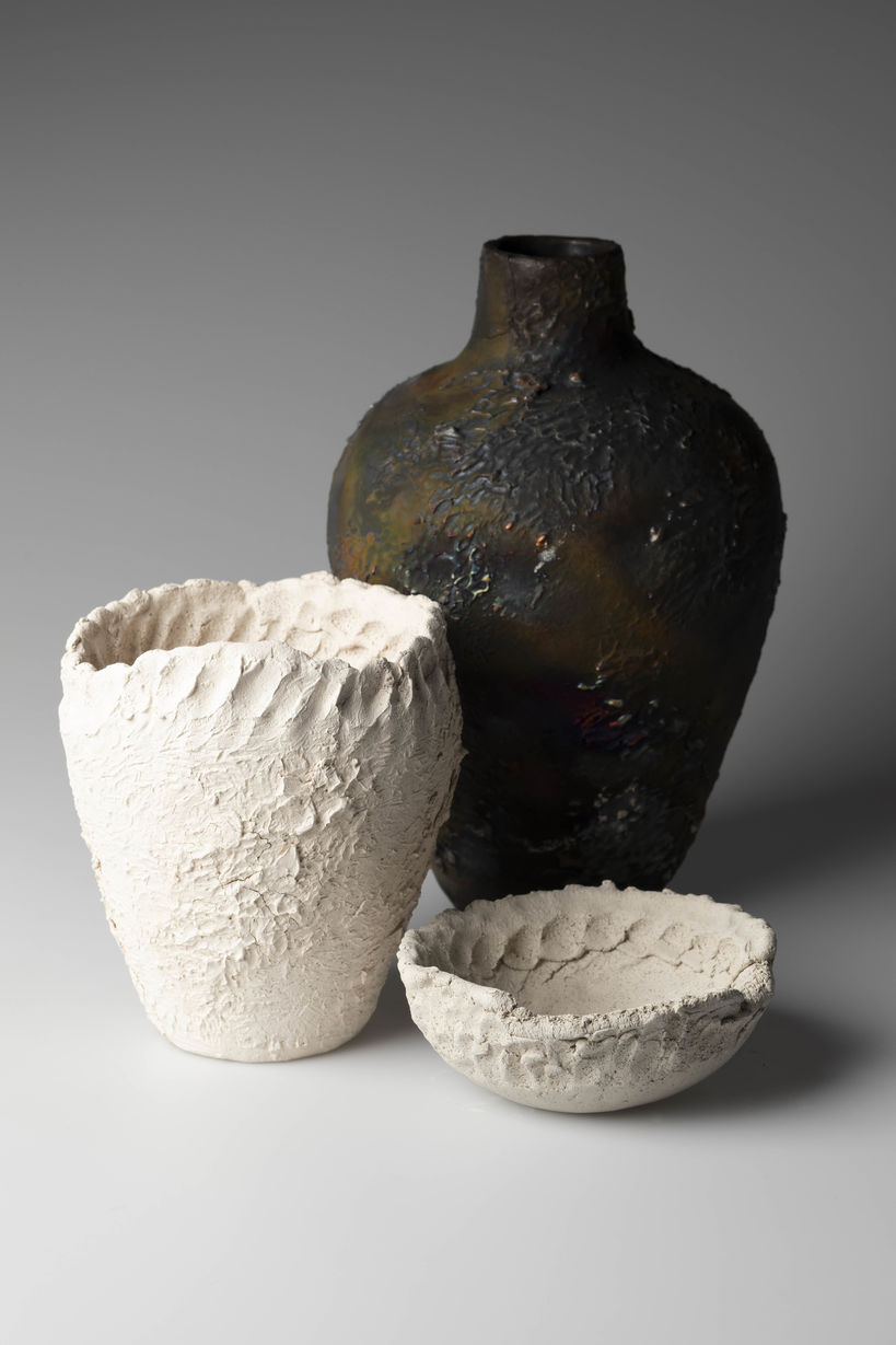 three ceramic vases