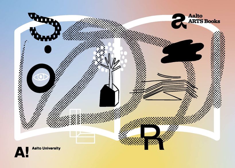 Aalto ARTS Booksin vuoden 2022 esitteen värikäs kansi jossa abstrakteja kuvioita.