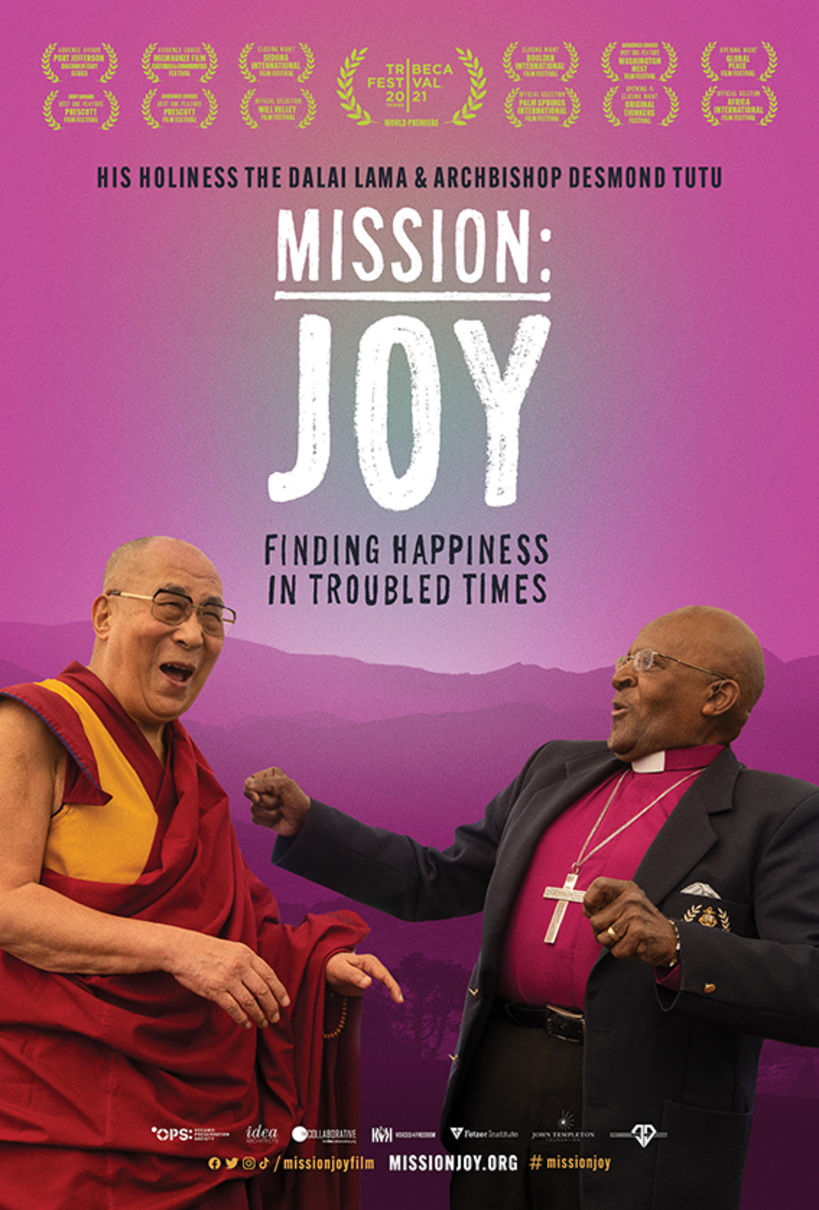 Film poster showing Dalai Lama and Desmond Tutu smiling