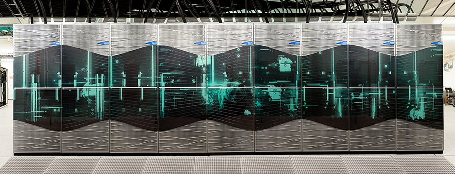 An image showing an arrangement of data servers from supercomputer Mahti