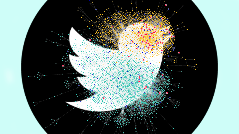 Illustration with the Twitter logo and social networks
