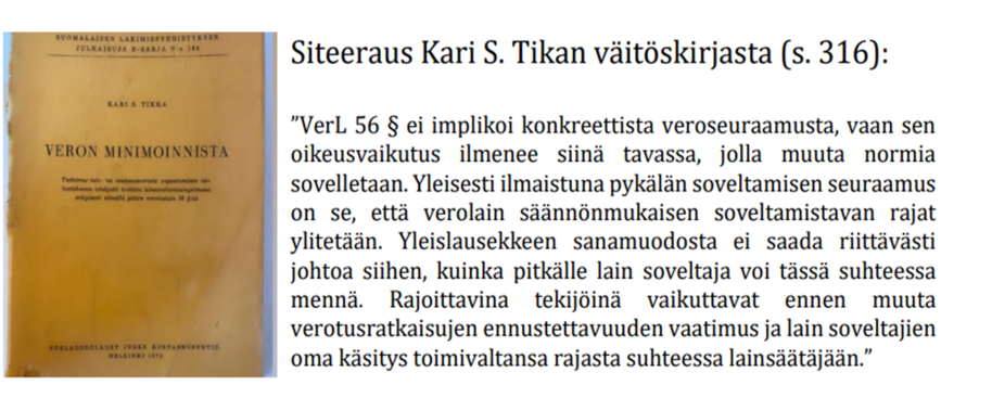 Kuvassa näkyvät Kari S. Tikan väitöskirjan kansi ja ote väitöskirjasta. 