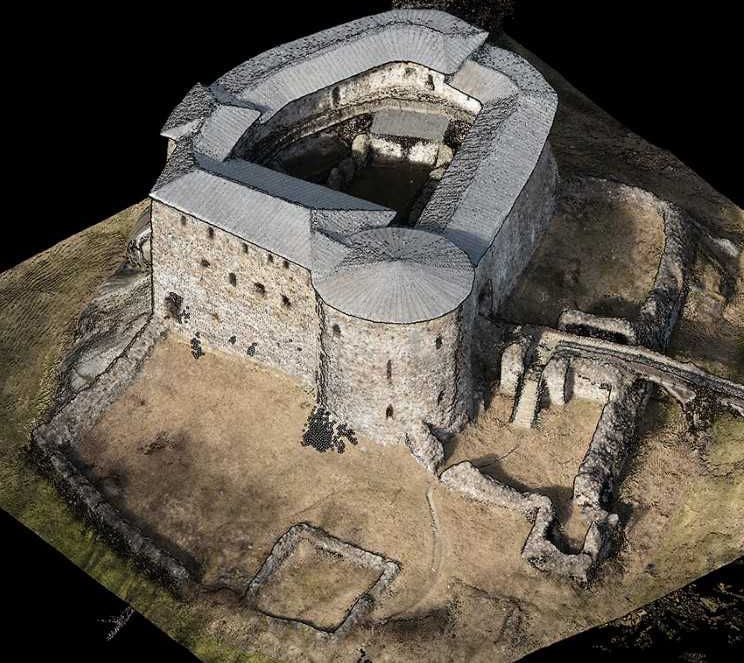 Raaseporin linnan rauniot on mallinnettu dronella kerätystä aineistoista 2010-luvun alussa. © Anttoni Jaakkola ja Antero Kukko.