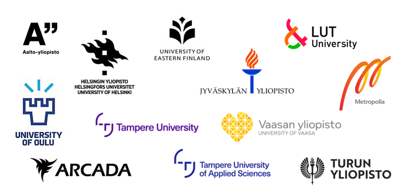 ÄlyOppi-hankkeen partnerikorkeakoulujen logot