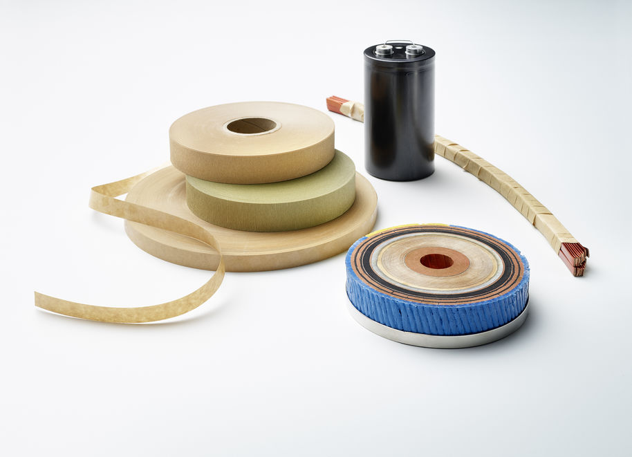 A variety of rolls of electrical paper used in batteries.