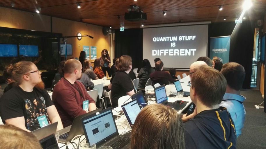 A photo from a previous Quantum Game Jam event, people with their laptops.