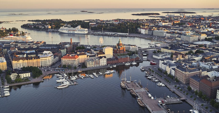 An aerial image of Helsinki shore.