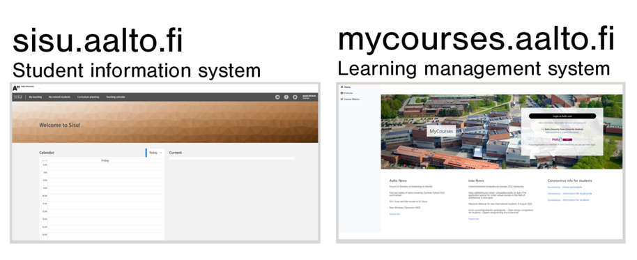 Sisu and MyCourses interfaces