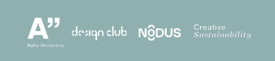 Banner with Aalto, design club, NODUS and Creative sustainability logos