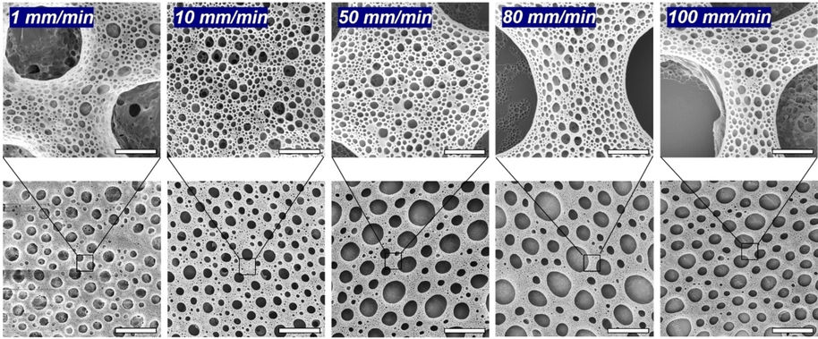 Through the modification of experimental conditions, scientists can manipulate and create a porous network with precise control over the dimensions of the pores. Image by Aalto University, Hoang M. Nguyen