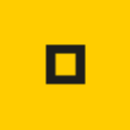 quicklink icon/ a black open square on a yellow square background