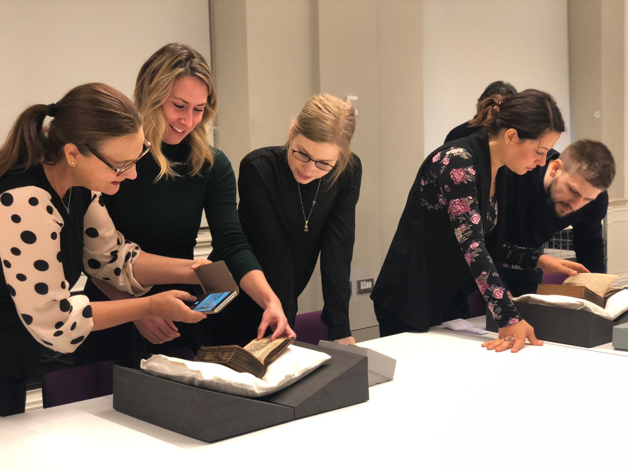 Refashioning team studying early modern books of secrets at the Welcome Collection. Photo: Refashioning the Renaissance project, 2018