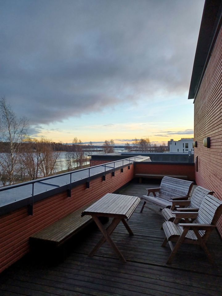 MMD pre-Xmas event 2021: view from the terrace of Otaranta rooftop sauna / Photo: Aalto University, Giulnara Chinakaeva