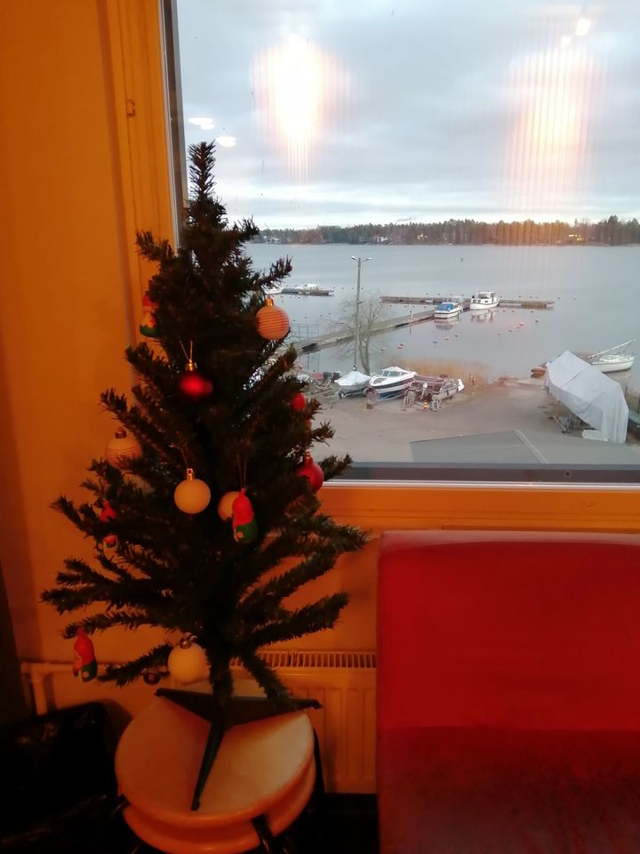 MMD pre-Xmas event 2021: Christmas tree and view on Laajalahti bay / Photo: Aalto University, Giulnara Chinakaeva